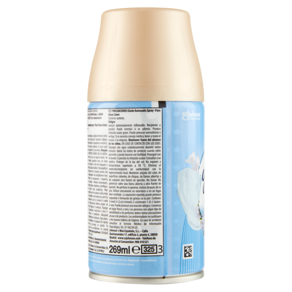 Glade Automatic Spray Ricarica, Profumatore per Ambienti, Fragranza Pure Clean Linen 269ml