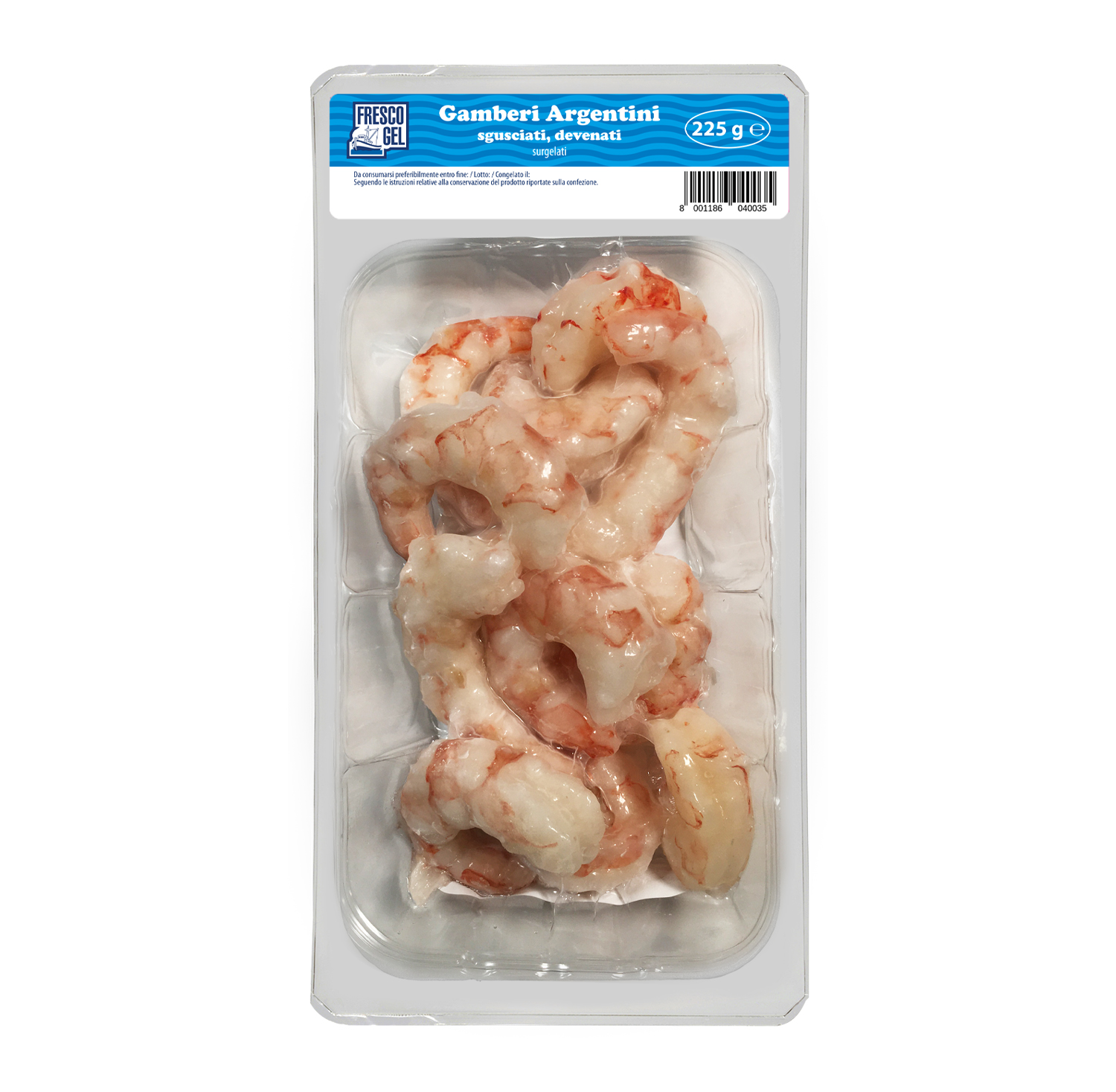 Gamberi argentini sgusciati, devenati e surgelati