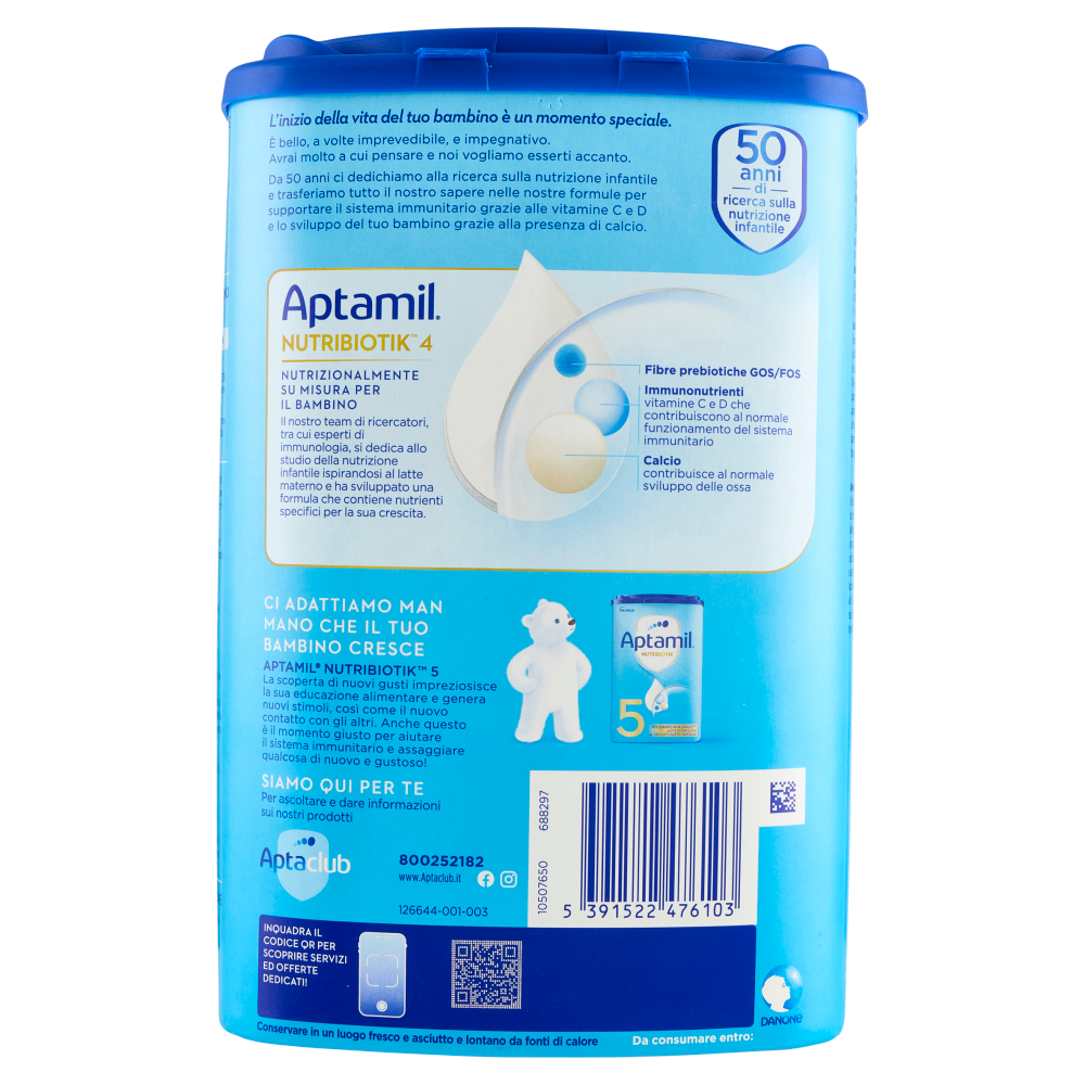 APTAMIL 4 - Latte di crescita dai 24 mesi, Polvere, Supporta il Sistema Immunit con le Vit C&D, 830g