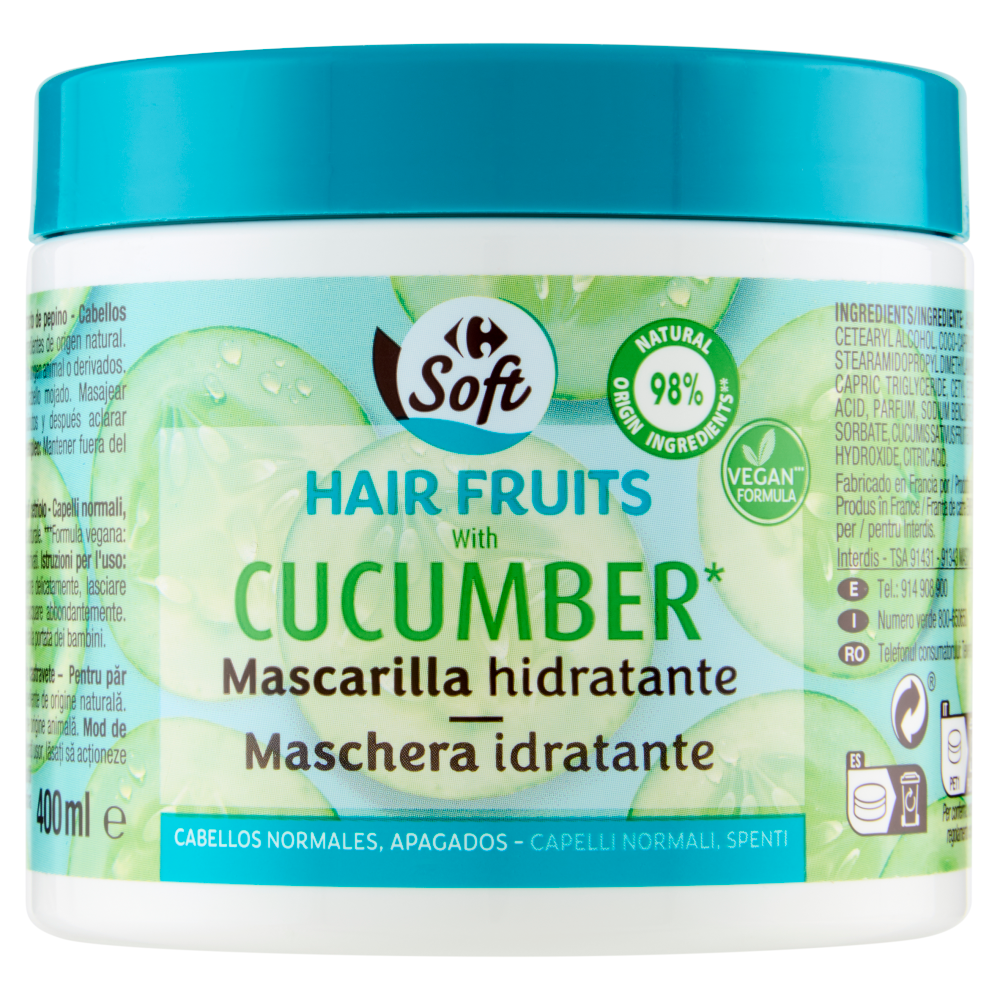 Carrefour Soft Hai Fruits con estratto di cetriolo Maschera idratante 400 ml