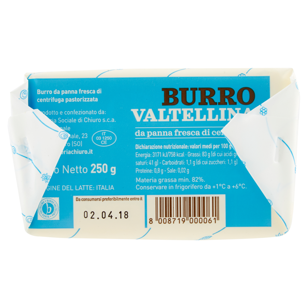 Latteria Sociale Cooperativa Chiuro Burro Valtellina 250 g