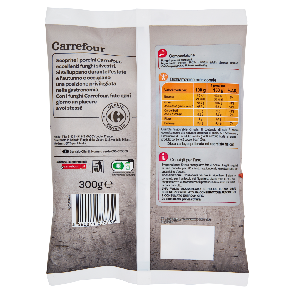 Carrefour Funghi porcini Interi Surgelato 300 g