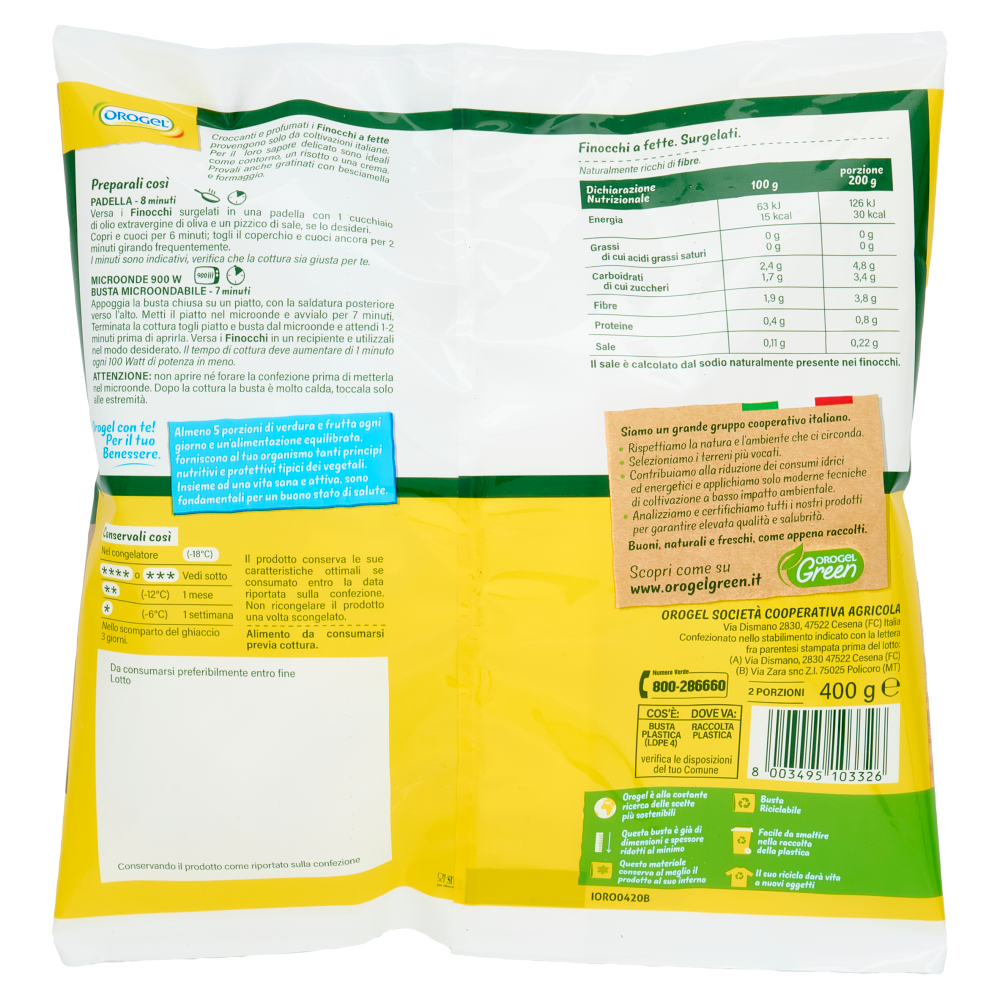 Orogel Finocchi e fette Surgelati 400 g