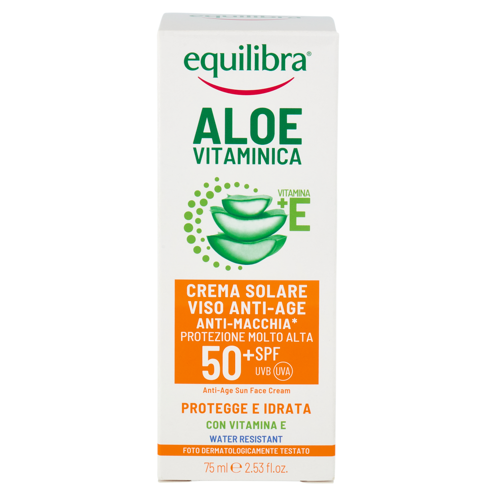 equilibra Aloe Vitaminica Crema Solare Viso Anti-Age Anti-Macchia* Protezione Molto Alta 50⁺SPF 75ml
