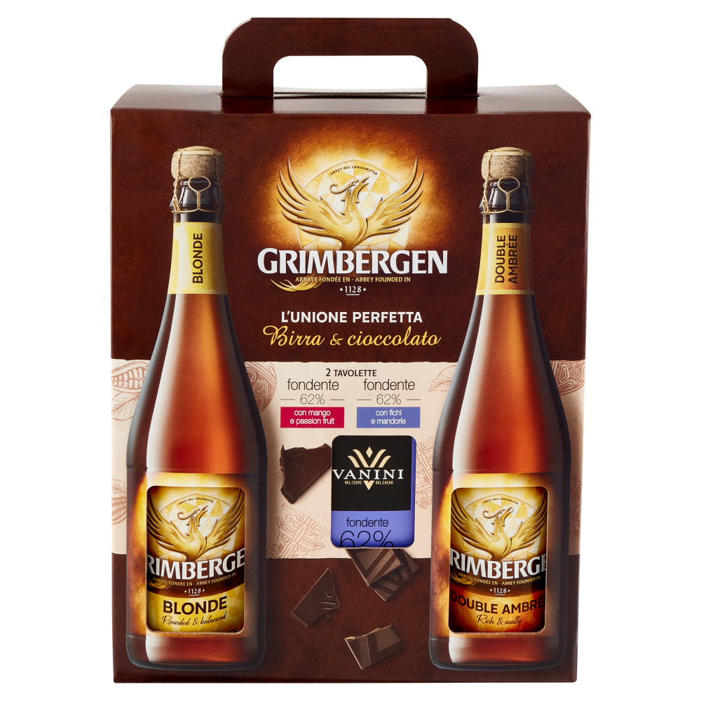 Grimbergen Blonde + Double Ambr&eacute;e 2 x 75 cl & Vanini fondente 2 x 100 g