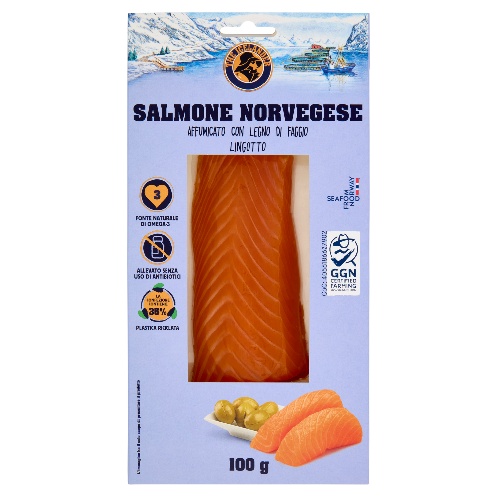 The Icelander Salmone Norvegese Affumicato con Legno di Faggio Lingotto 100 g