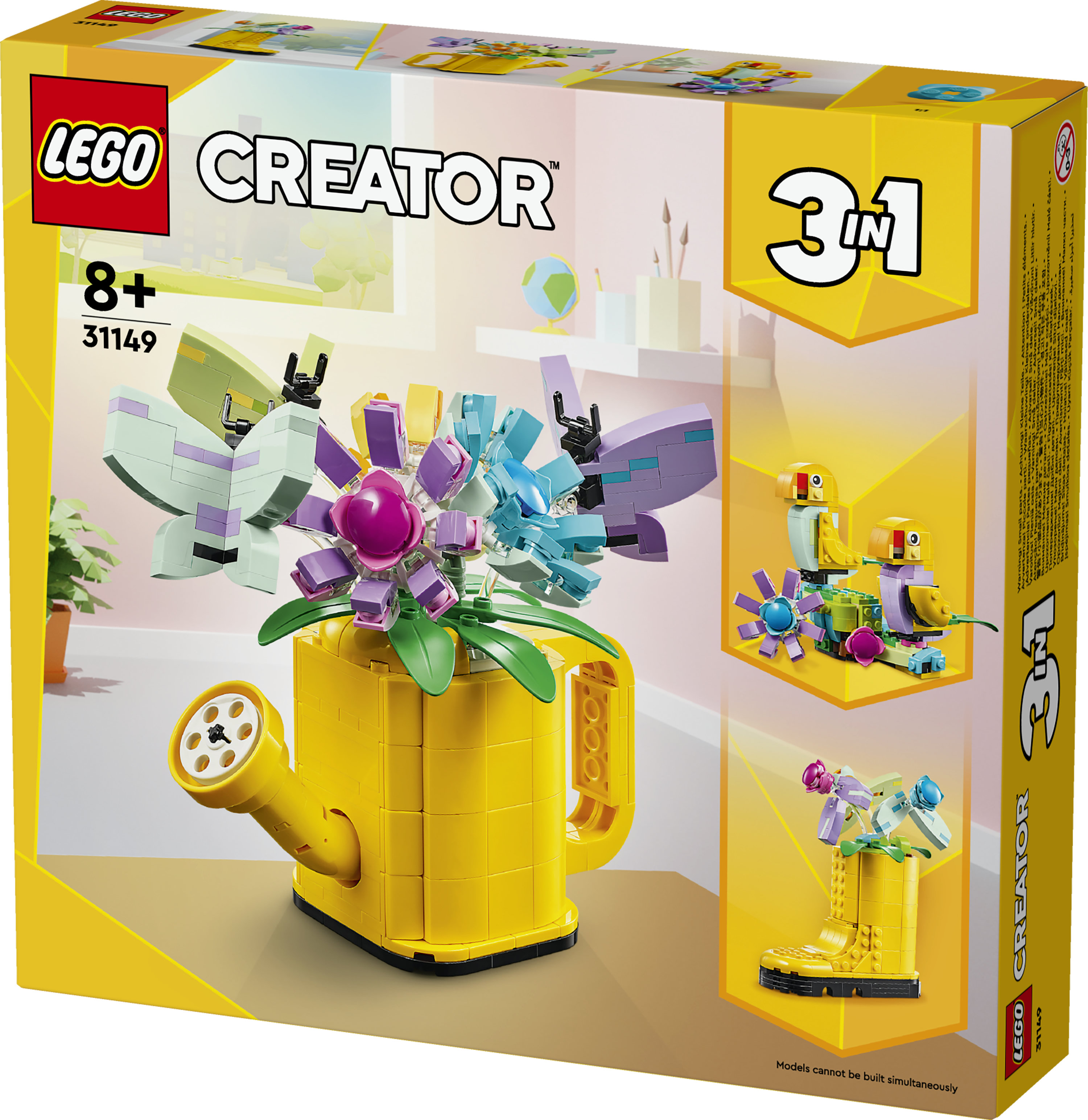 LEGO Creator 31149 3in1 Innaffiatoio con Fiori Finti Trasformabile in Stivale o in 2 Uccelli con Trespolo, Giochi per Bambini 8+