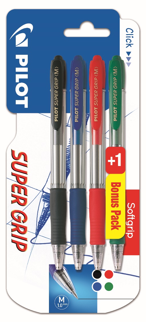 Pilot 4 Penne Supergrip Punta Fine Nero Blu Rosso Verde