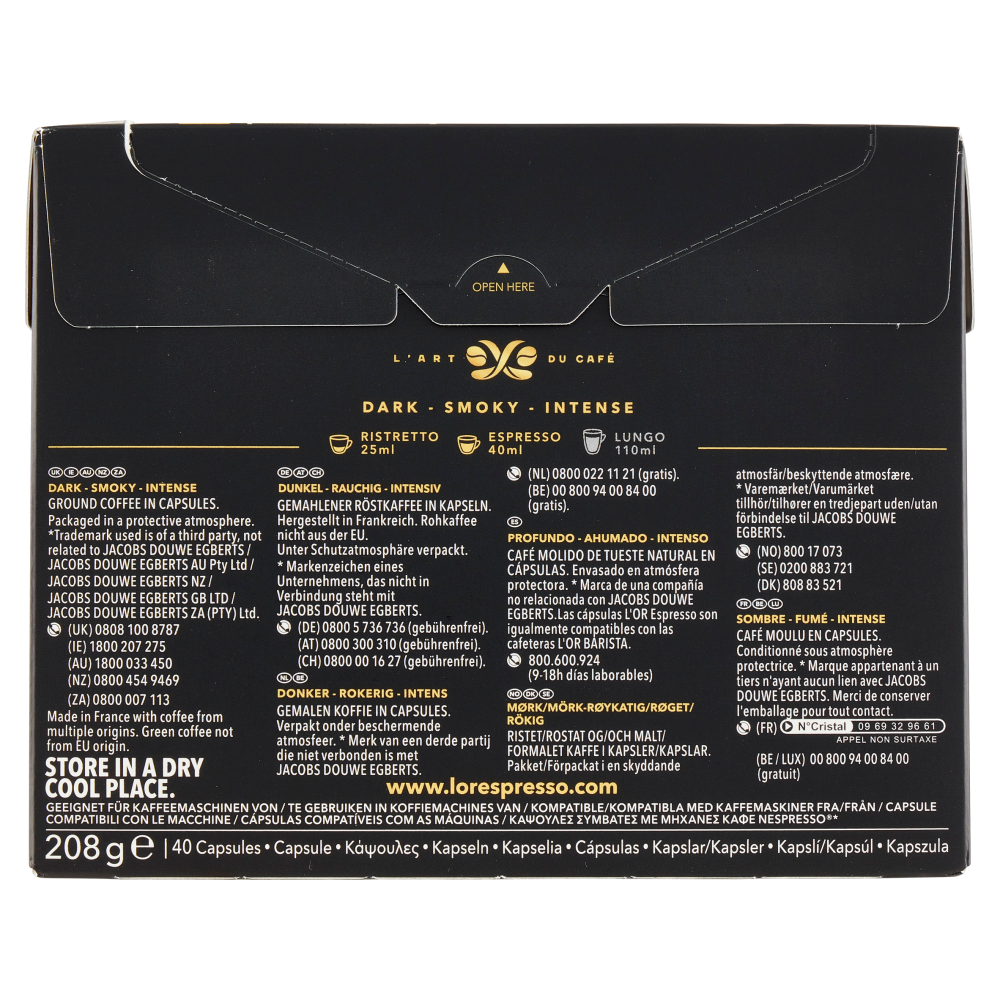 L'Or Espresso Onyx 12- 40 Capsule Caff&egrave; Compatibili con Macchine Nespresso*&reg; Original 208g