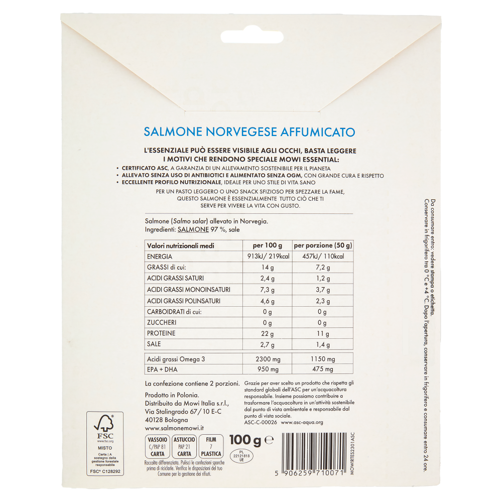 Mowi Essential Salmone  Affumicato Norvegese 100 g