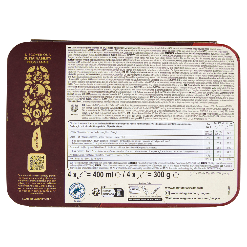 Magnum Almond 4 gelati 300 g