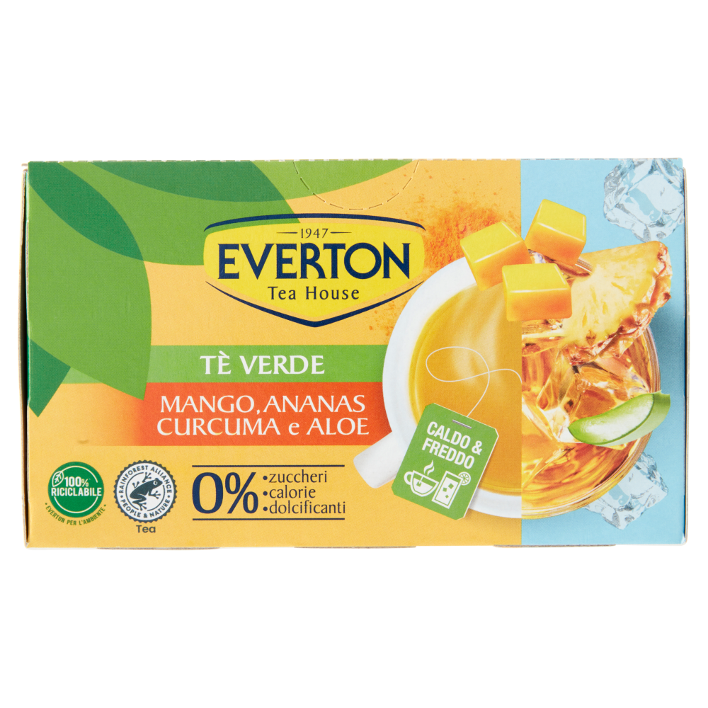 Everton Tè Verde Mango, Ananas, Curcuma e Aloe 16 x 2,5 g