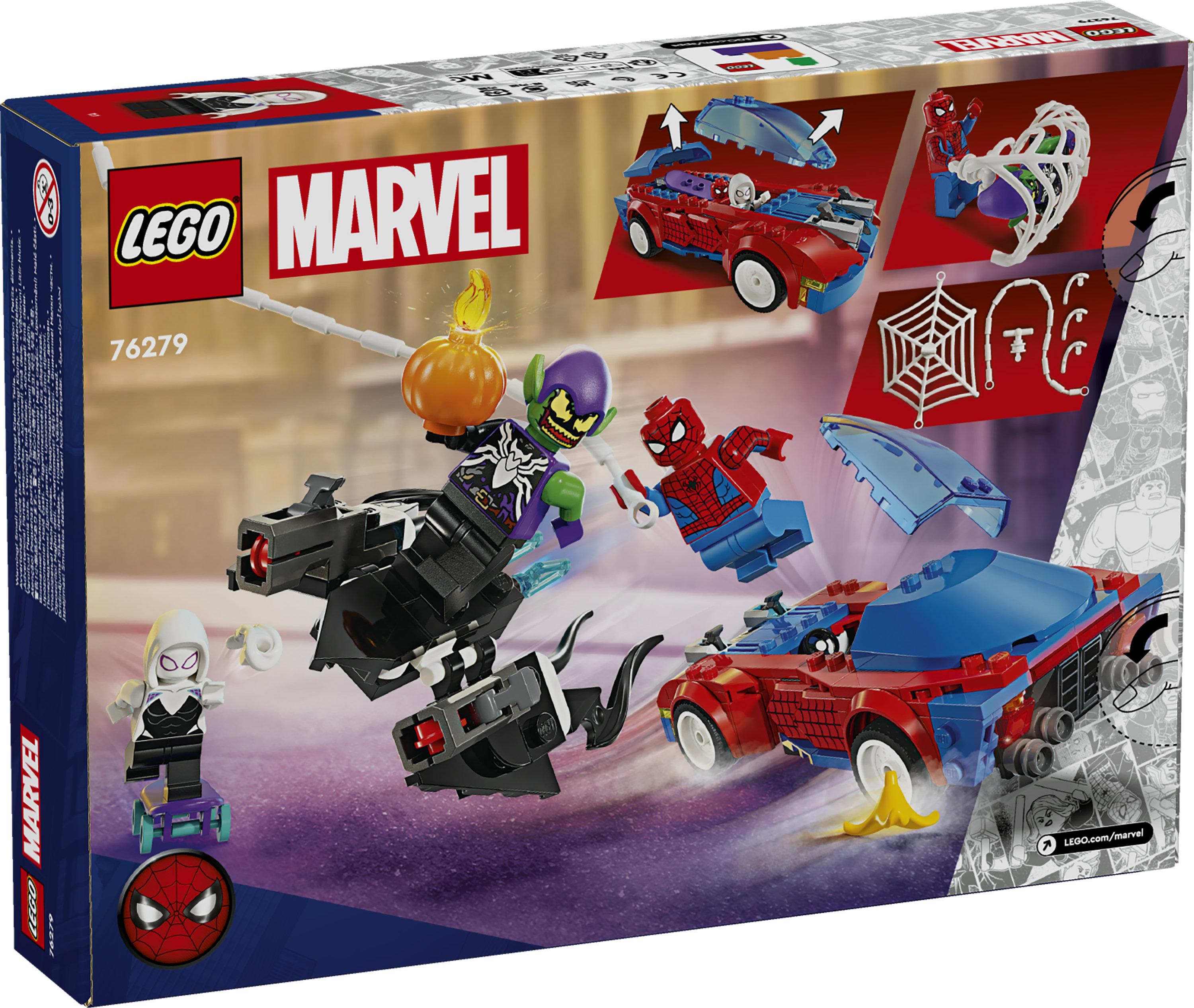 LEGO | Marvel 76279 Auto da Corsa di Spider-Man e Venom Goblin, Gioco per Bambini di 7+ Anni, Veicoli Giocattolo dei Supereroi
