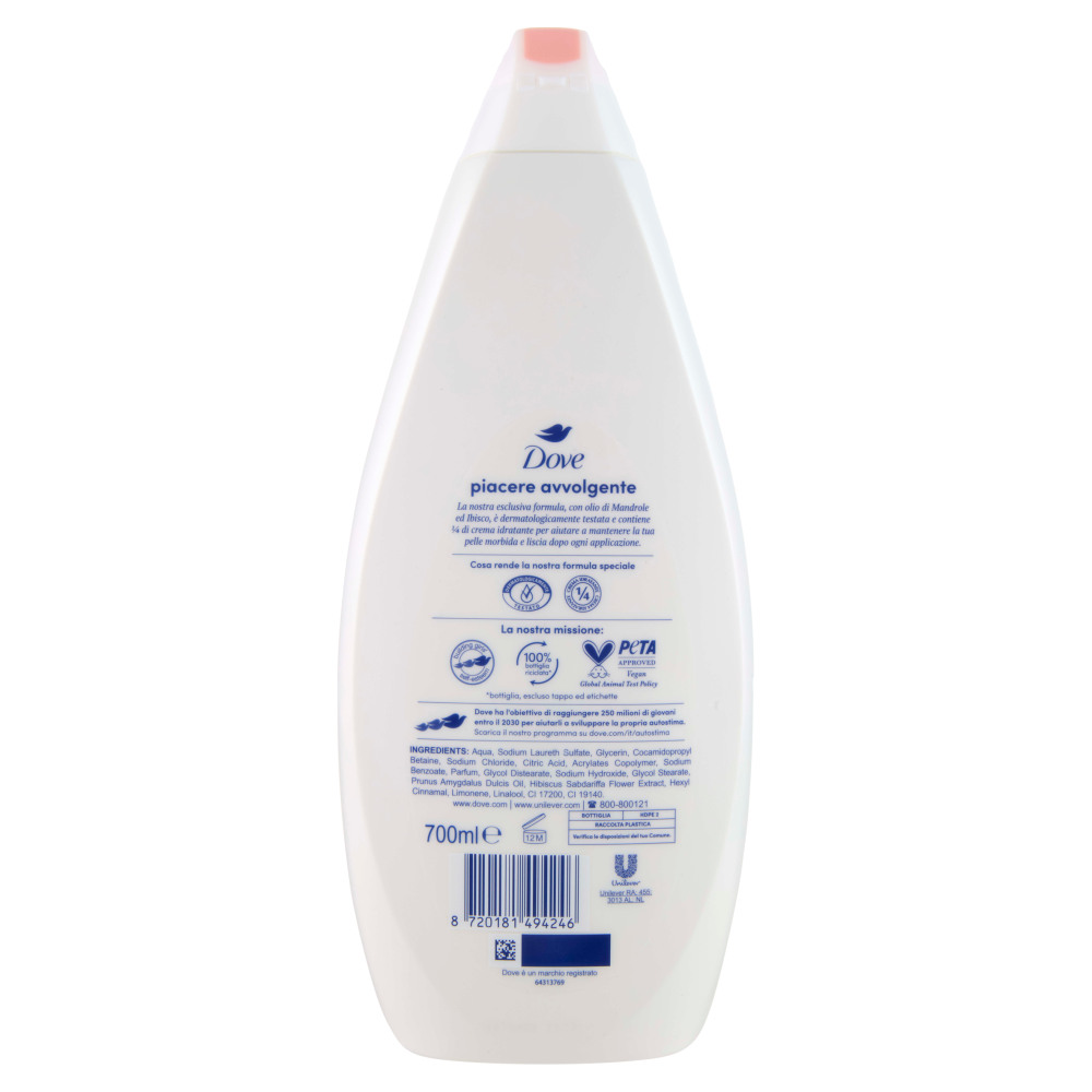 Dove bagnodoccia piacere avvolgente con olio di mandorle e ibisco 700 ml