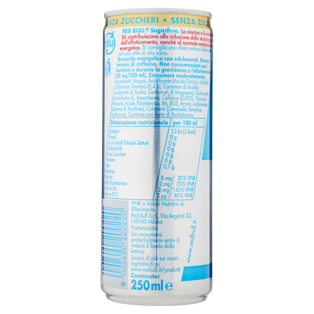 Red Bull Energy Drink, Senza Zuccheri, 250 ml