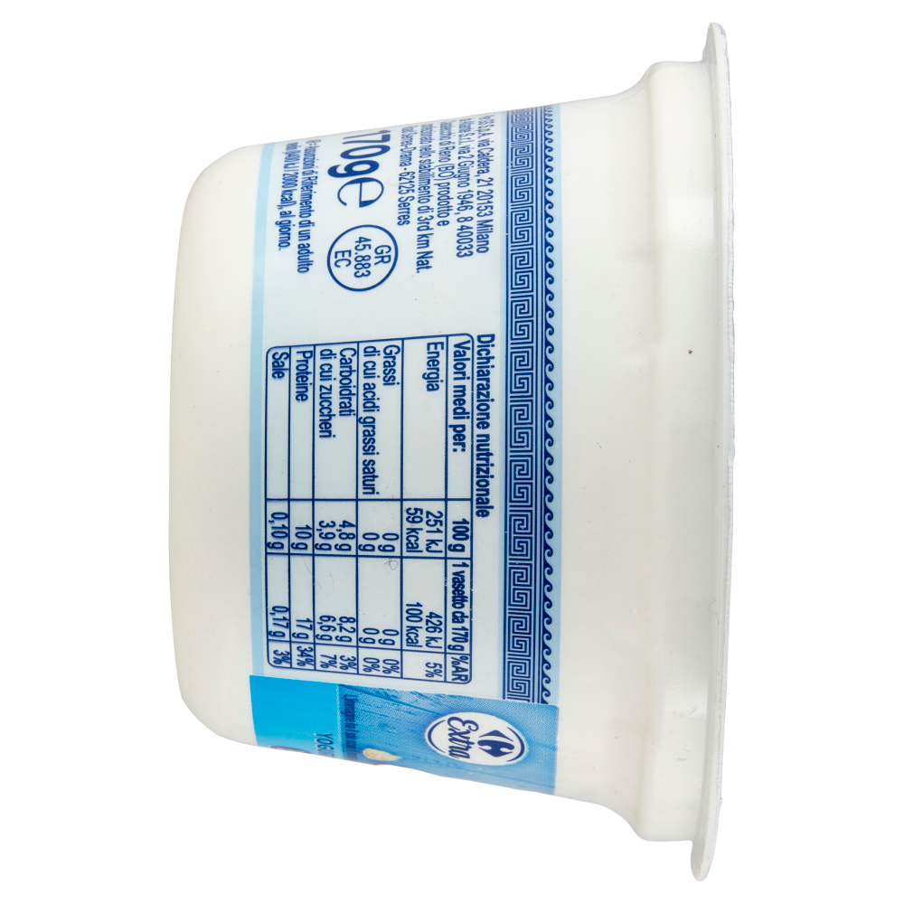 Carrefour Extra Yogurt Greco Magro Bianco 170 g