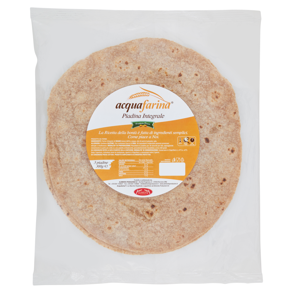 acquafarina Piadina Integrale 3 piadine 300 g
