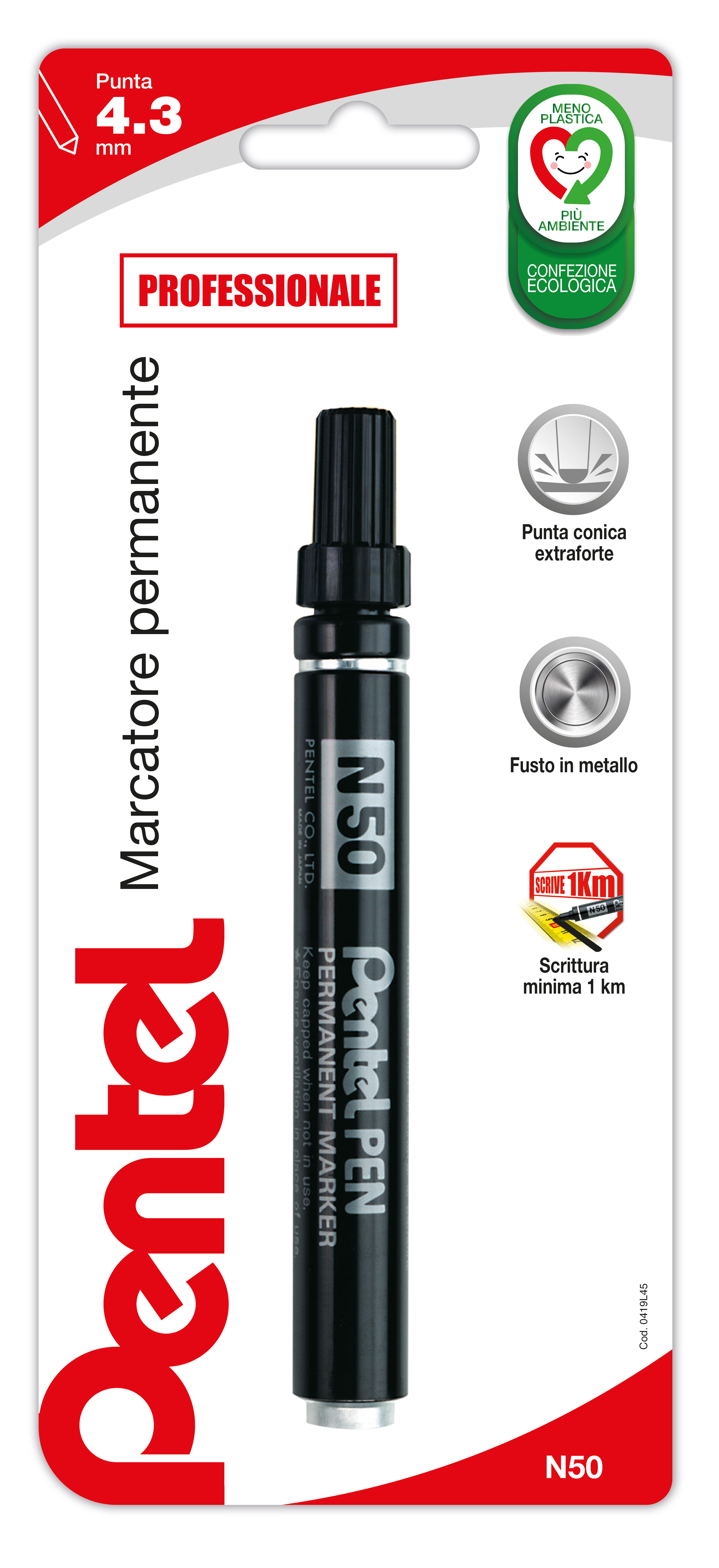 Pentel Pen N50 marcatore permanente nero 1 pz
