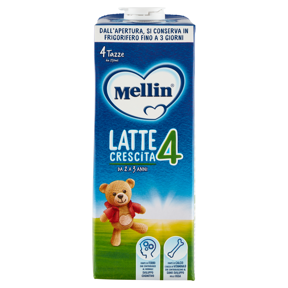 MELLIN 4 - Latte di Crescita Liquido, dal 24&deg; mese compiuto al 36&deg;, Fonte di Ferro, 1L