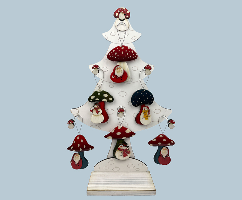 Carrefour Fungo cm.12 In Legno Lucido Su Albero Expo Da 48 Pz.