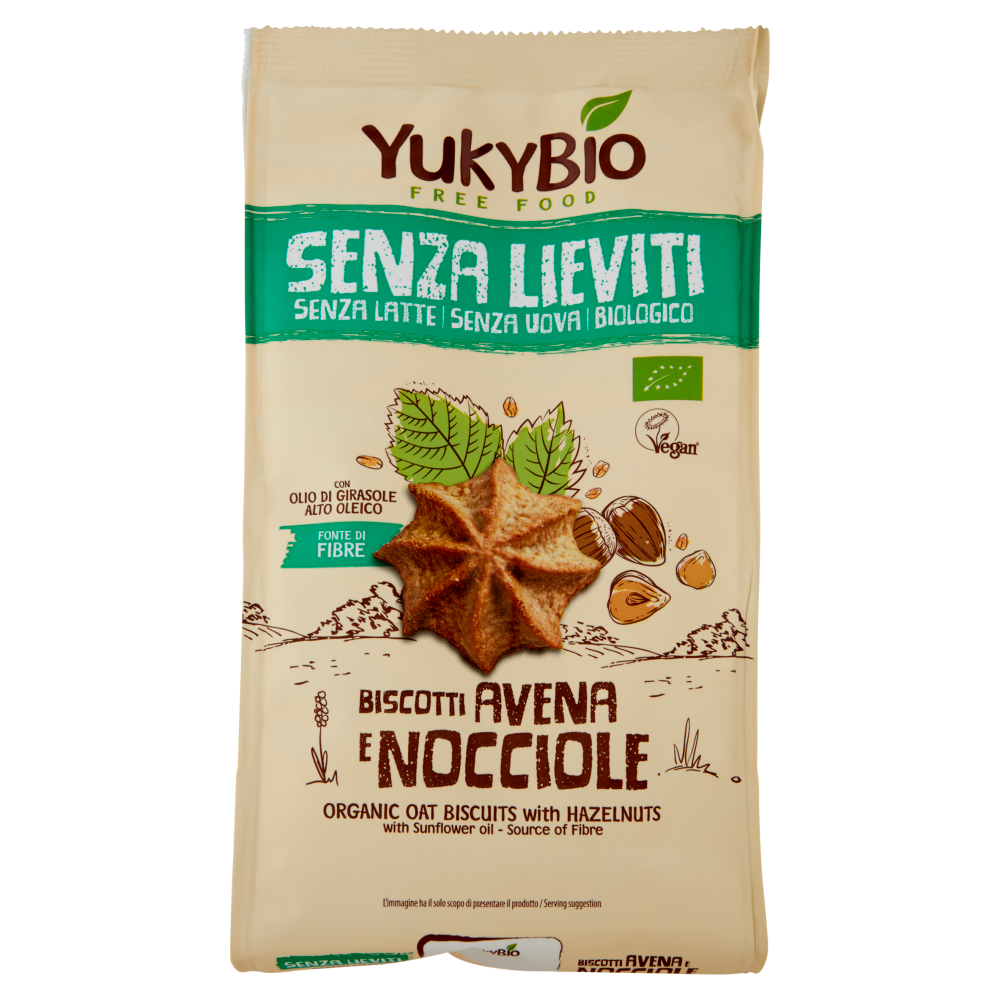 YukyBio Senza Lieviti Biscotti Avena e Nocciole 200 g