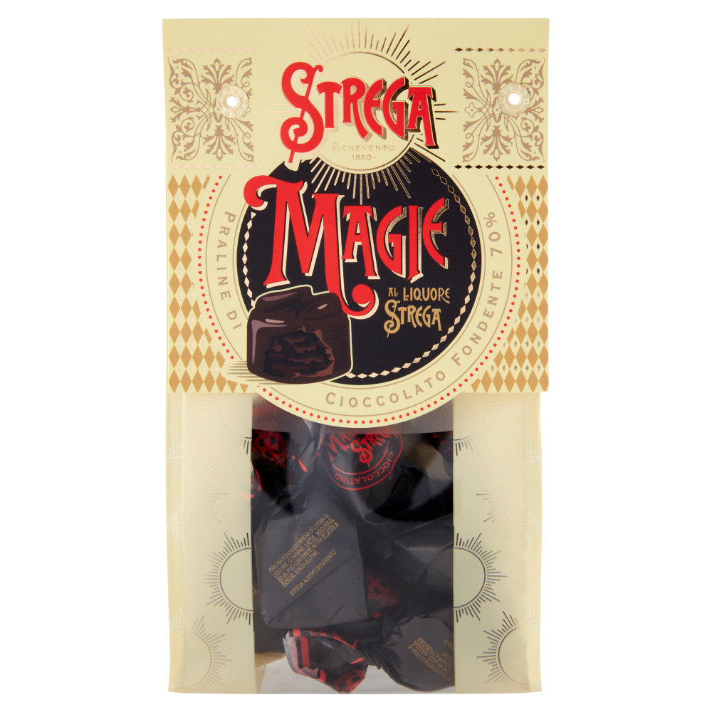 Strega Magie al Liquore Strega Praline di Cioccolato Fondente 70% 150 g