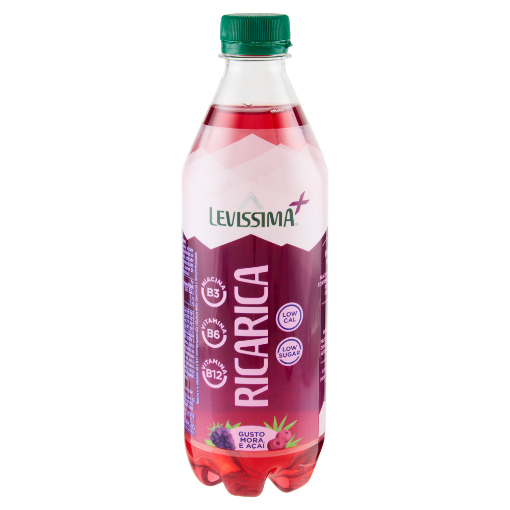 LEVISSIMA⁺ Ricarica, Acqua Minerale Naturale, Gusto Mora e Acai 50 cl