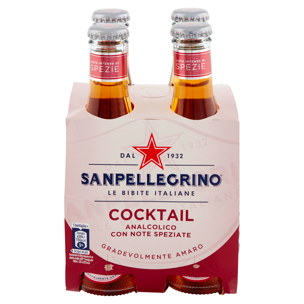 SANPELLEGRINO Bibite Gassate, COCKTAIL 20 cl x 4 (Vetro)