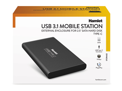 Hamlet Box esterno USB 3.1 Tyce-C per Hard Disk SATA 2,5 in alluminio