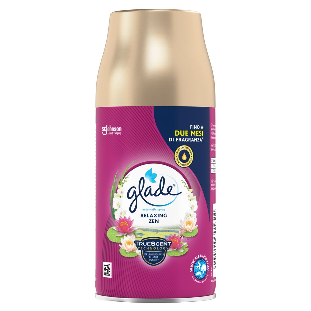 Glade Automatic Spray Ricarica, Profumatore per Ambienti, Fragranza Relaxing Zen, 269 ml