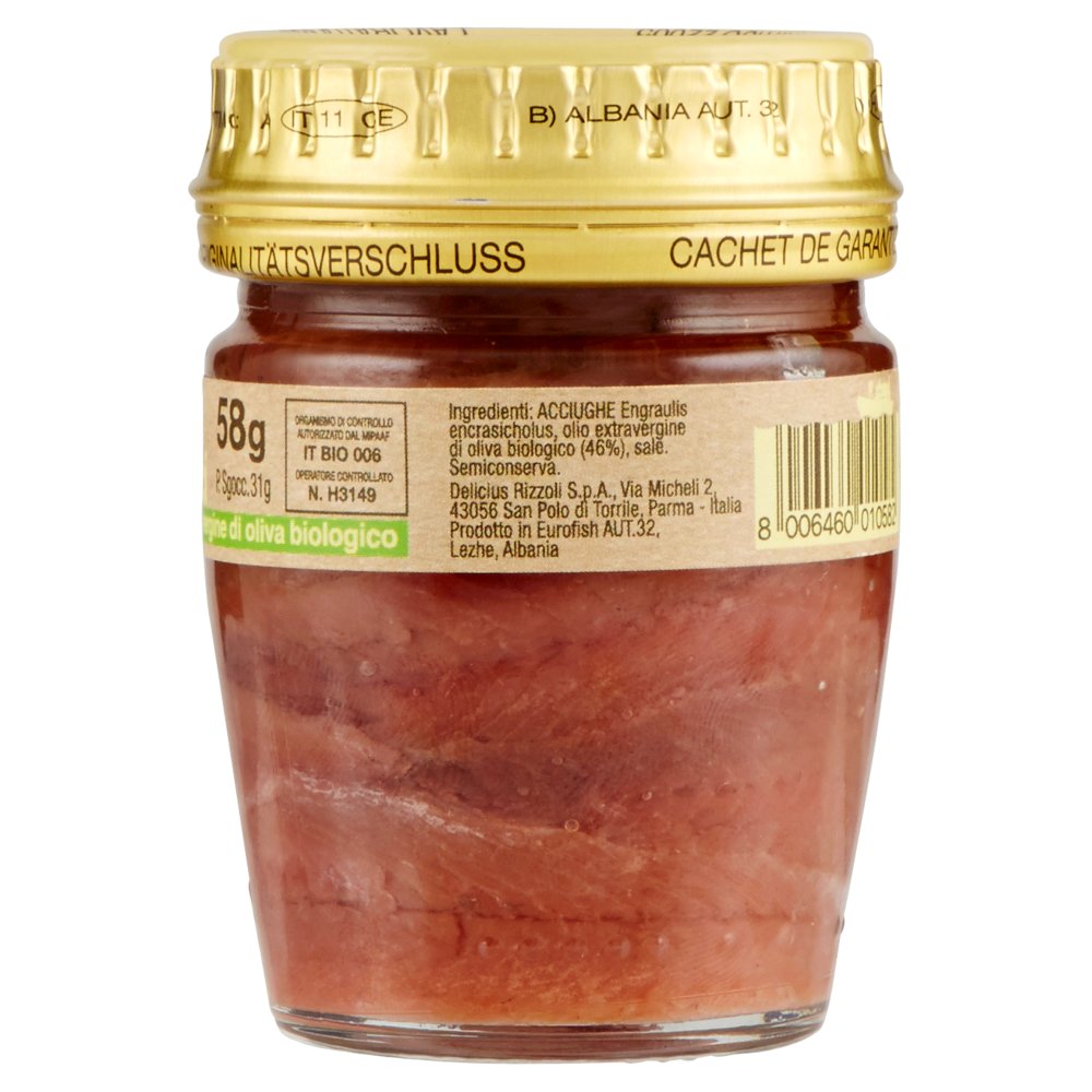 Delicius Linea Bio Filetti di Alici in olio extravergine di oliva biologico 58 g