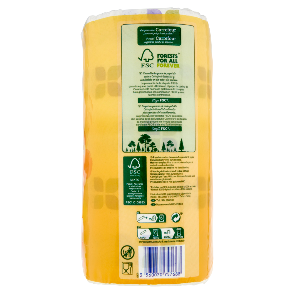 Carrefour Essential Asciugatutto Déco 3 veli 3 pz