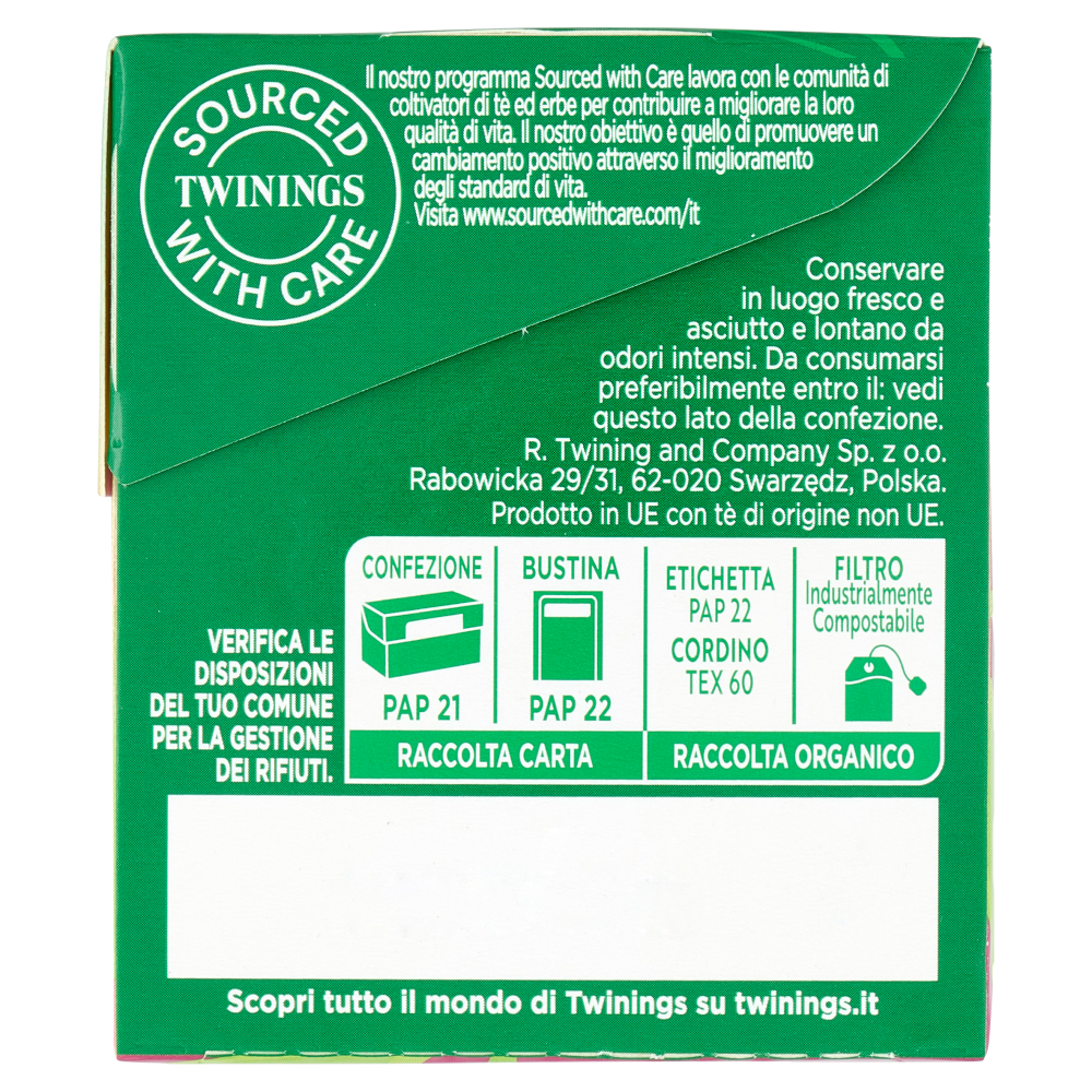 Twinings Frutti di Bosco Tè Verde aromatizzato Antiossidante e Drenante 20 filtri The 30 g