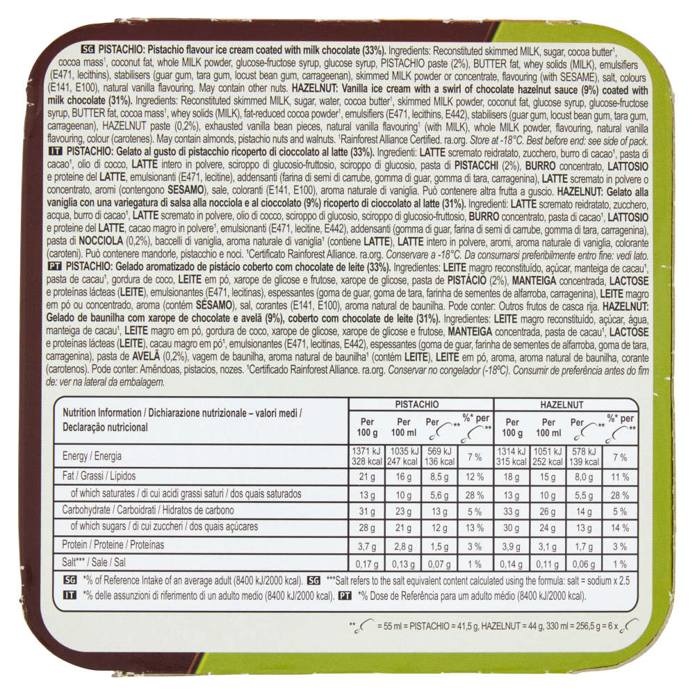 Magnum mini Pistacchio Hazelnut 6 Gelati 256,5 g