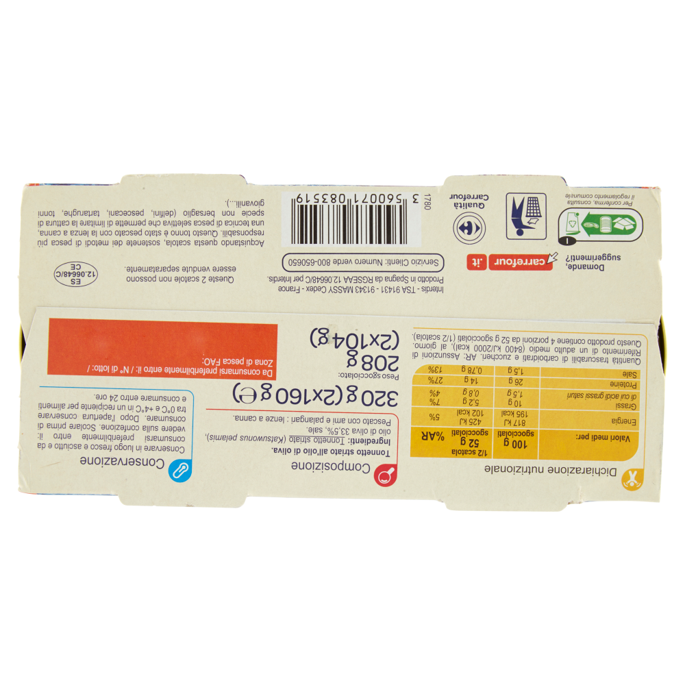 Carrefour Tonno all'Olio di Oliva 2 x 160 g