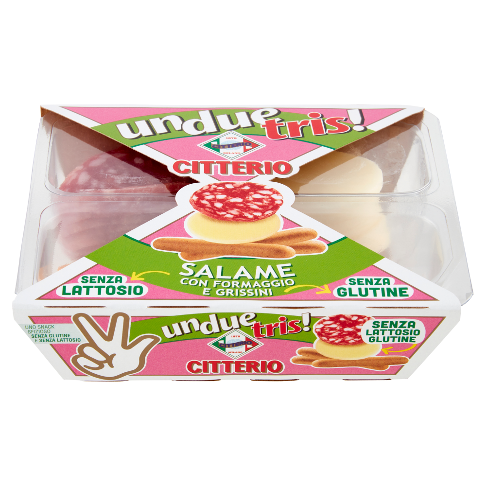 Citterio unduetris! Salame con Formaggio e Grissini Senza Lattosio Senza Glutine 80 g