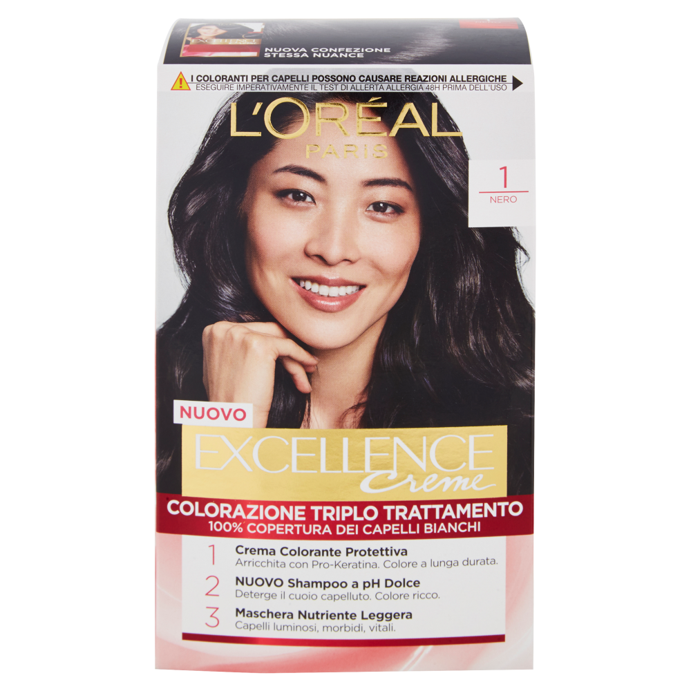 L'Or&eacute;al Paris Excellence Crema colorante triplo trattamento avanzato, 1 Nero
