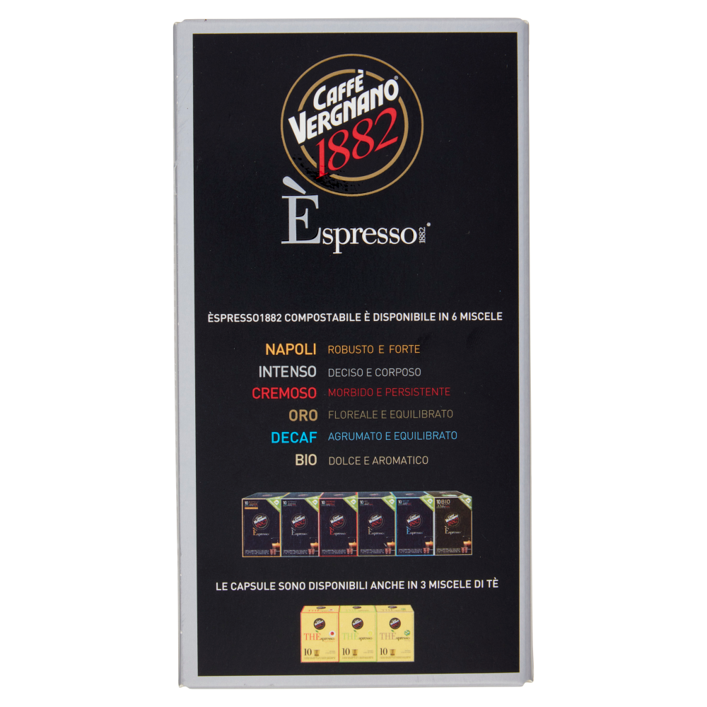 Caffè Vergnano 1882 Èspresso1882 Intenso Compostabile** Capsule Compatibili Nespresso* 10 x 5 g