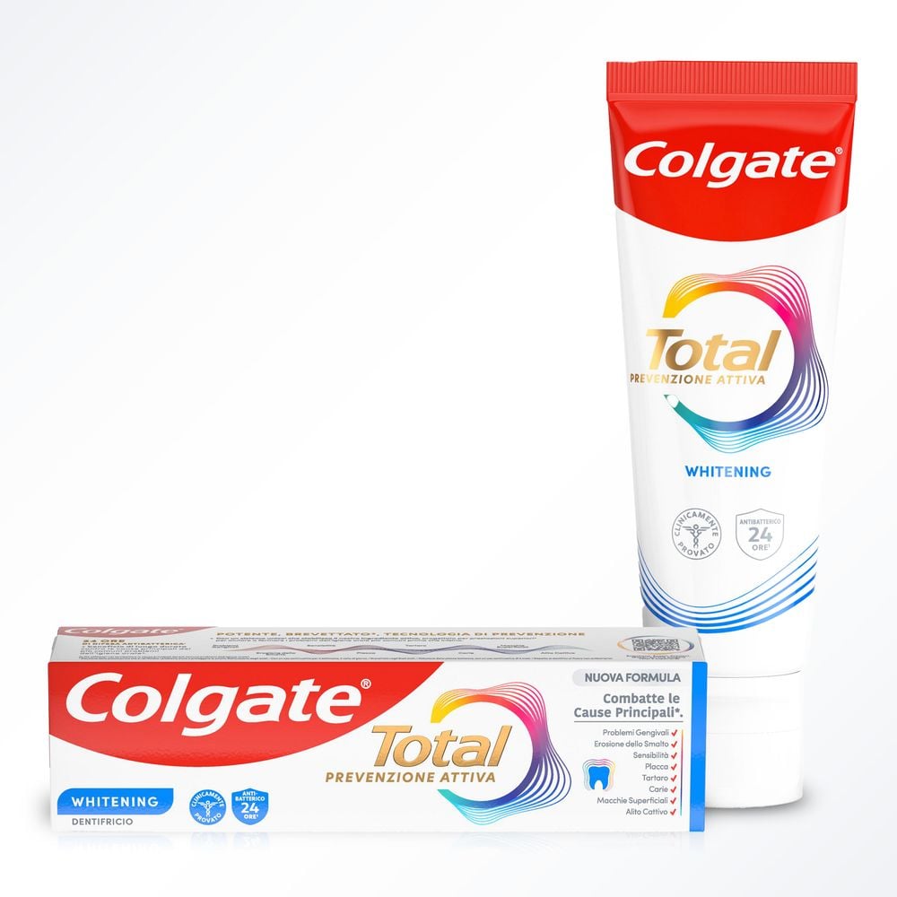 Colgate dentifricio sbiancante Total Whitening 24h di protezione attiva 75 ml