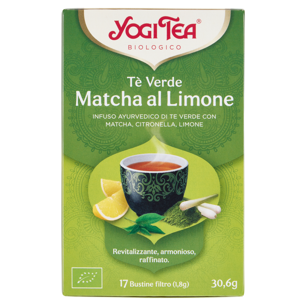 Yogi Tea T&egrave; Verde Matcha Bio infuso ayurvedico di t&egrave; verde con matcha, citronella e limone - 30,6g