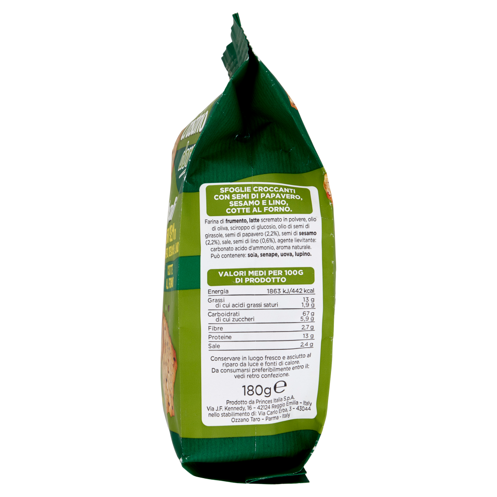 Delverde Crostino dorato Sfoglie con Semi di Papavero, Sesamo e Lino 180 g