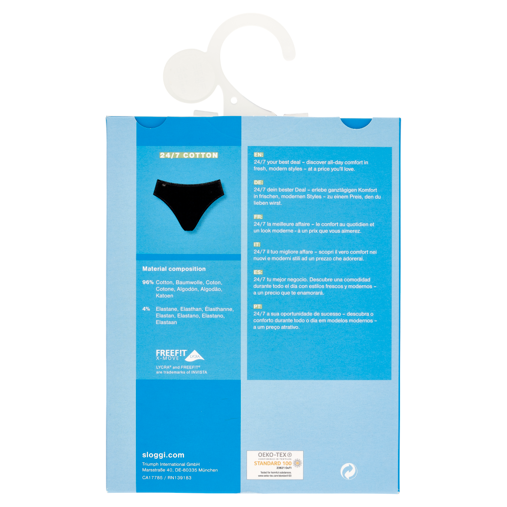 sloggi 24/7 Cotton Tai tg. 2 Black 1 pz