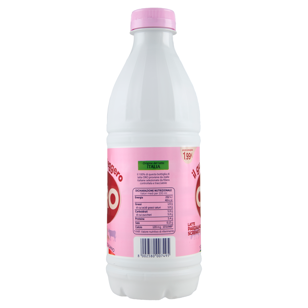 Oro il gusto leggero Latte Parzialmente Scremato 100% Latte Italiano 1000 ml