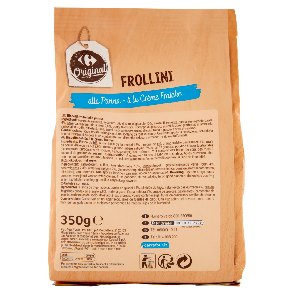 Carrefour Original Frollini alla Panna 350 g