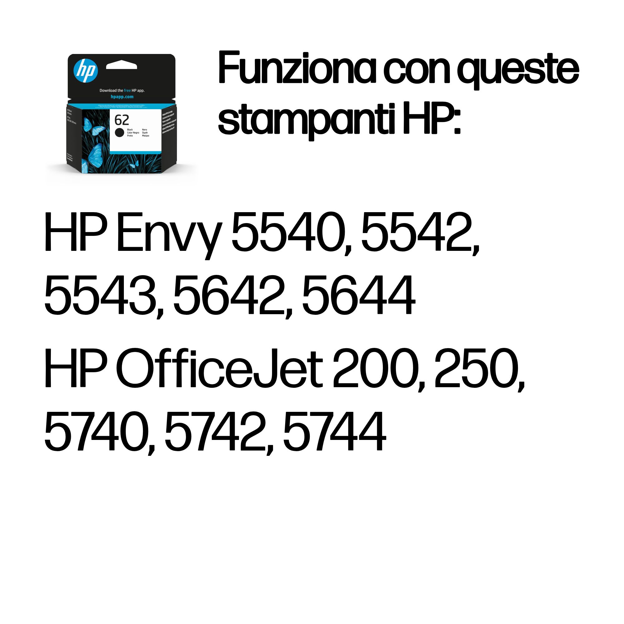 HP Cartuccia originale inchiostro nero 62