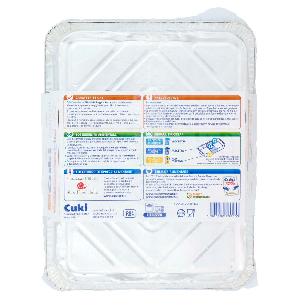 Cuki Cuoce Vaschette Alluminio doppia forza 6 Porzioni 3 pz