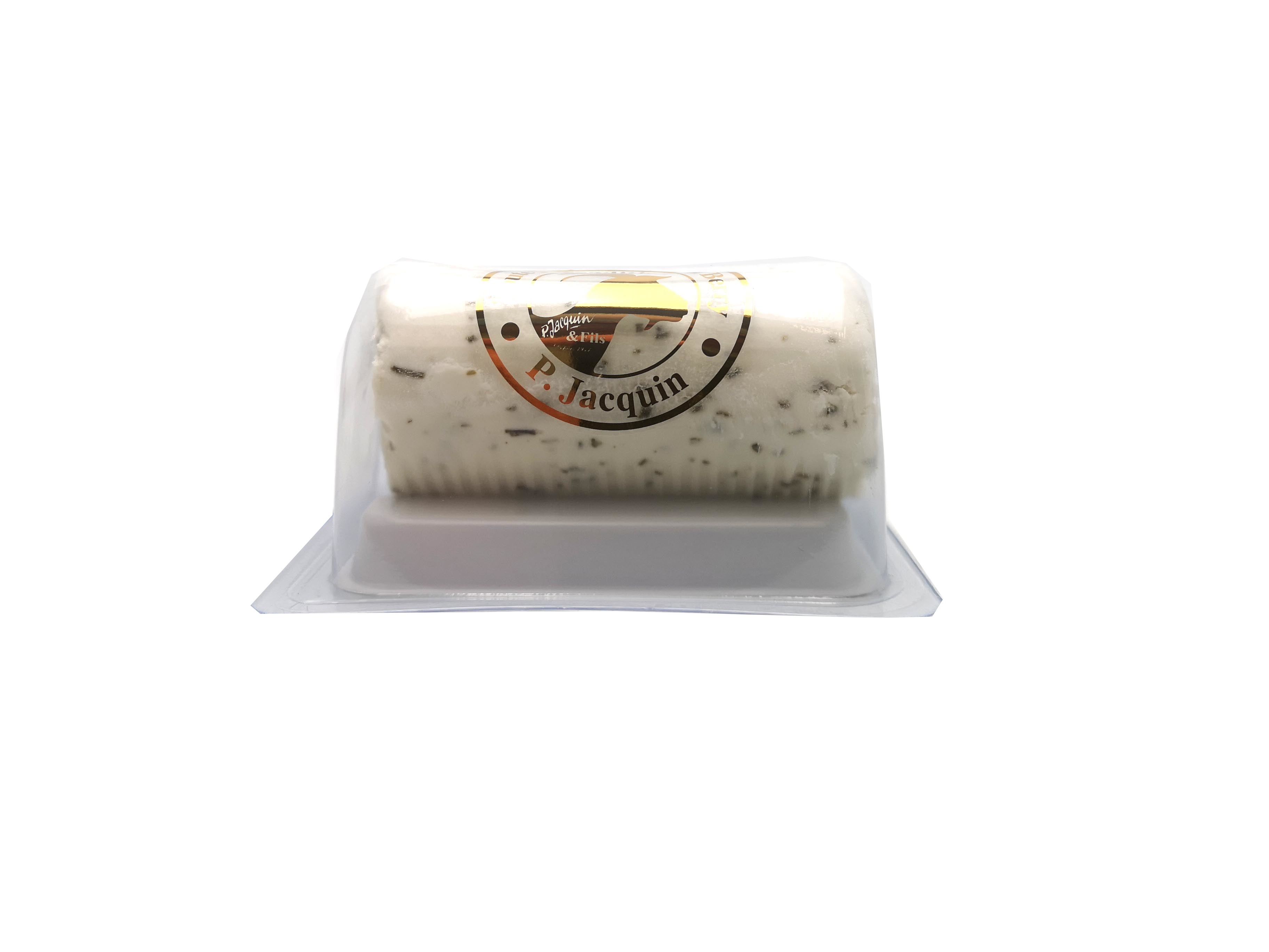 Tronchetto di capra fresco avvolto con aglio ed erbe fini