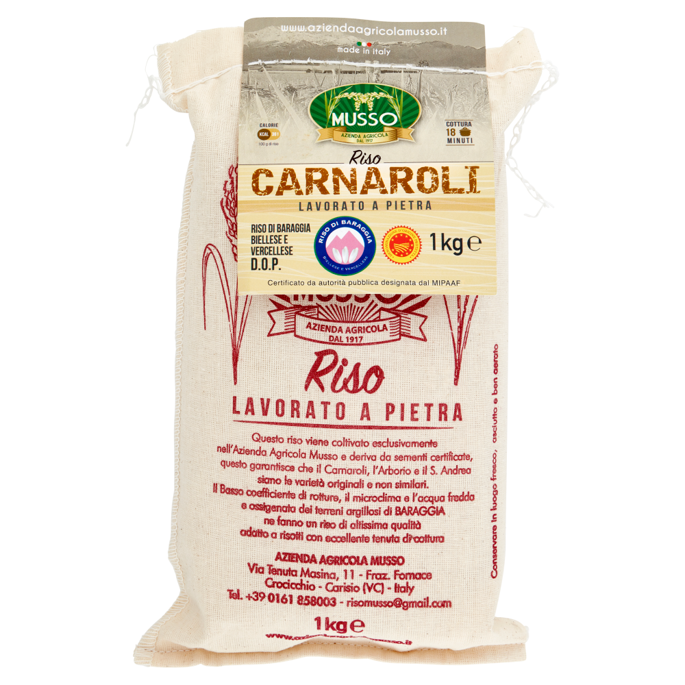 Musso Riso Carnaroli Riso di Baraggia Biellese e Vercellese D.O.P. 1 kg