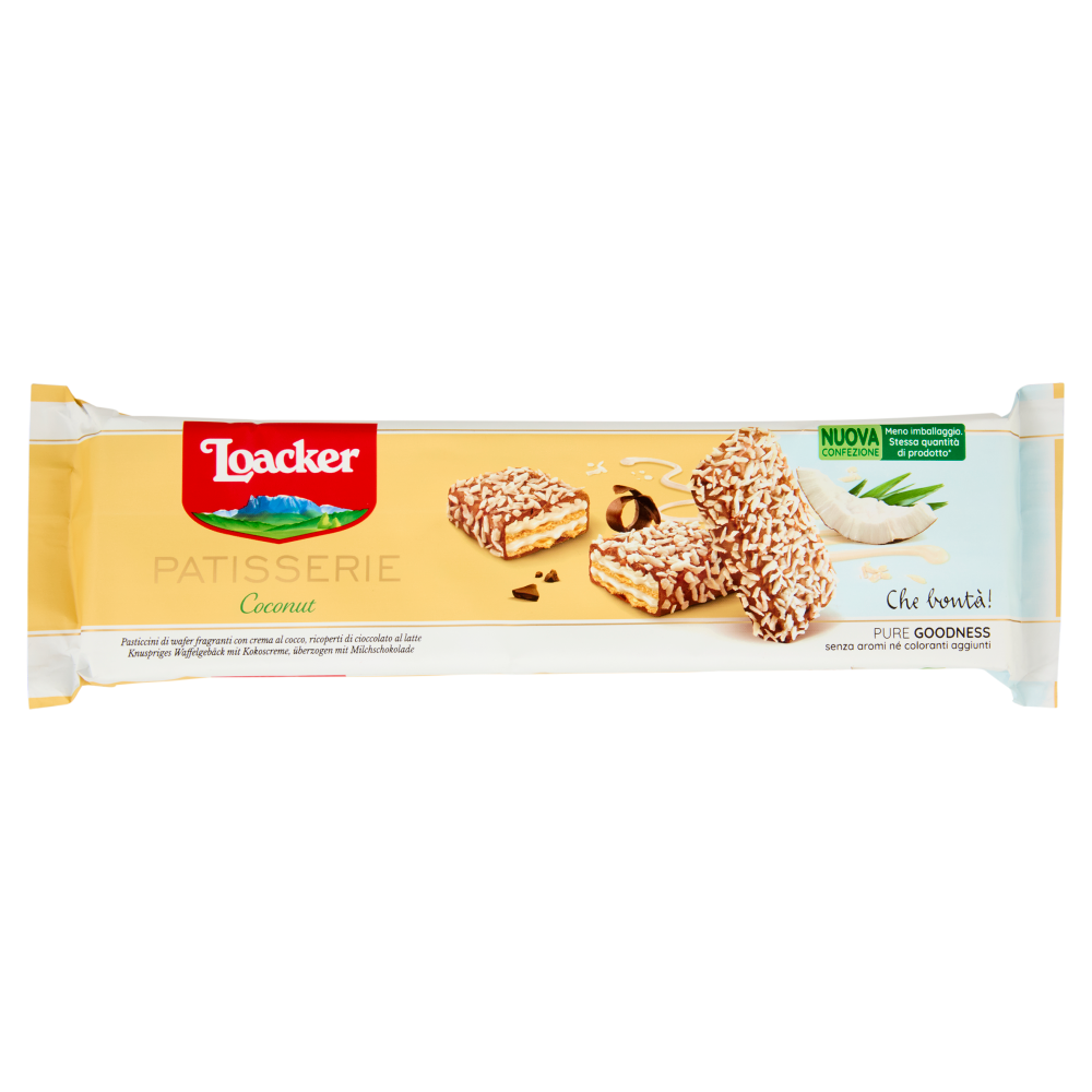 Loacker Patisserie Coconut Wafer con crema al Cocco ricoperti di Cioccolato Latte Wafers 100g