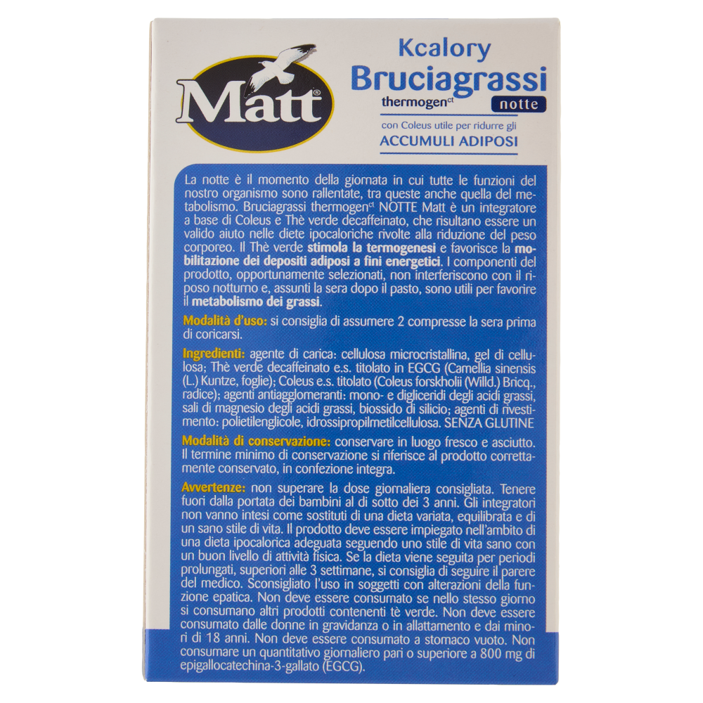 Matt Nutrition Kcalory Bruciagrassi thermogen notte 30 compresse 10,5 g